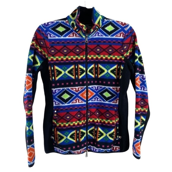 Ralph Lauren Women’s Southwestern Aztec Full Zip Art to Wear Fleece Jacket Sz M - Picture 1 of 9